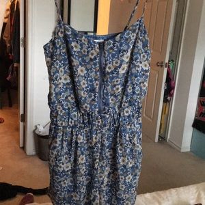 Blue Floral Zip Front Romper